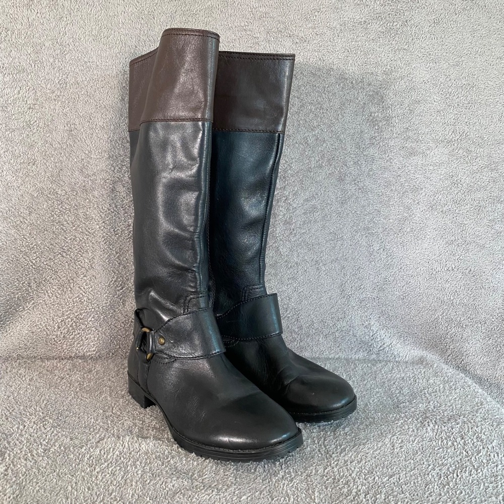 Lauren Ralph Lauren Womens Sulita Leather Riding Boots 7B Tall Equestrian Luxury